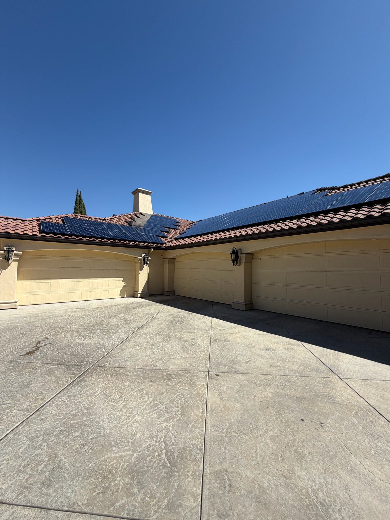 Clean, dark solar panels after cleaning
